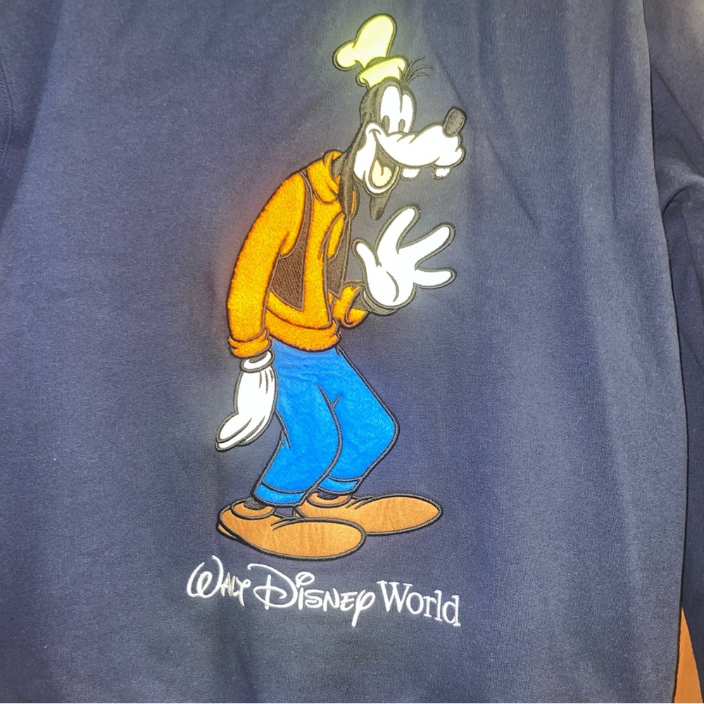 Vintage Vtg 1990s 90s Disney Goofy Navy Hoodie Zip Up Sweatshirt Size Small - Picture 3 of 5